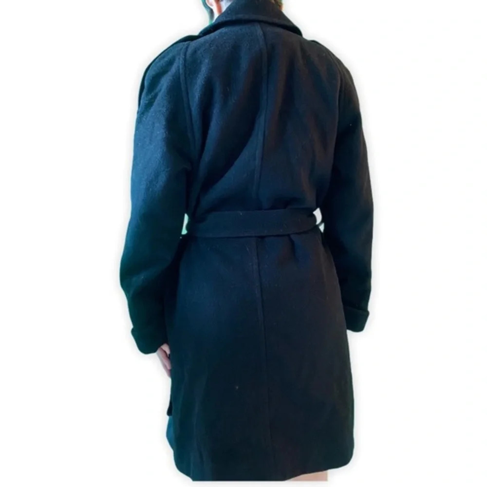 Albert Nipon Black Wool Pea Coat - image 7